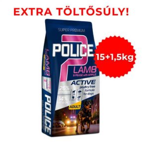   POLICE ADULT Hypoallergenic Lamb Pease with Apple bárány, borsó, alma - TÚLTÖLTÖTT KISZERELÉS 15 + 1,5 kg