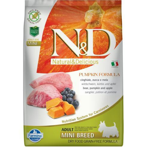 N&D Dog Grain Free vaddisznó&alma sütőtökkel adult mini 7kg 
