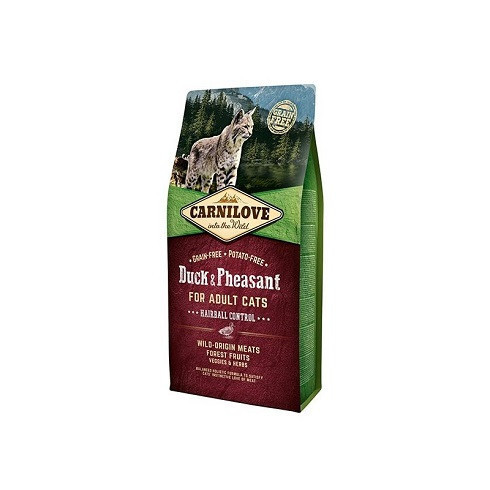 Carnilove Cat Adult Duck & Pheasant Hairball Control- Kacsa és Fácán Hússal 6kg 