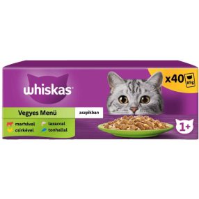   Whiskas Vegyes Válogatás Alutasakos Macskaeledel Aszpikban (Marha, Csirke, Lazac, Tonhal) - 40x85 g
