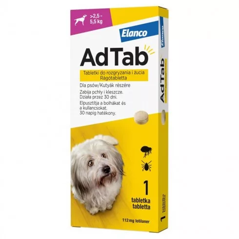 AdTab Rágótabletta kutyáknak 2,5-5,5 kg 112 mg