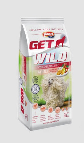 Panzi GetWild Hypoallergenic Lamb,rice Adult (bárány,rizs) száraztáp - Táplálék intoleranciás felnőtt kutyák részére 15kg