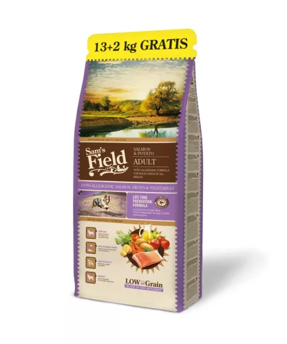 Sam's Field Salmon & Potato Adult 13kg+2kg ajándék