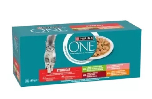 Purina One Sterilcat marhával/lazaccal/pulykával/csirkével nedves macskaeledel 40 x 85 g