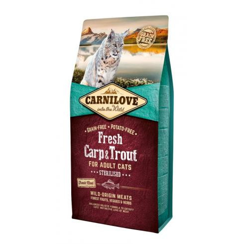 Carnilove Fresh Adult Cat Carp&Trout Sterilised - Ponty és Pisztráng Hússal 6kg 