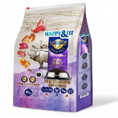 Happy&Fit Superior Hipoallergén Friss marha, strucc, vízibivaly, sütőtökkel 10kg