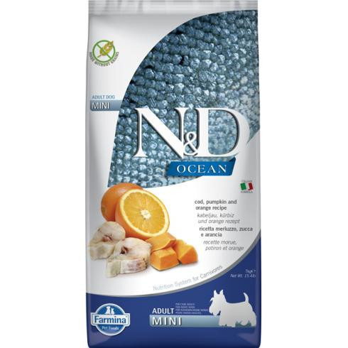 N&D Dog Ocean tőkehal&narancs és sütőtök adult mini 7kg 