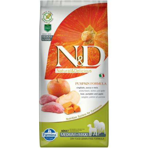N&D Dog Grain Free vaddisznó&alma sütőtökkel adult medium/maxi 12kg 