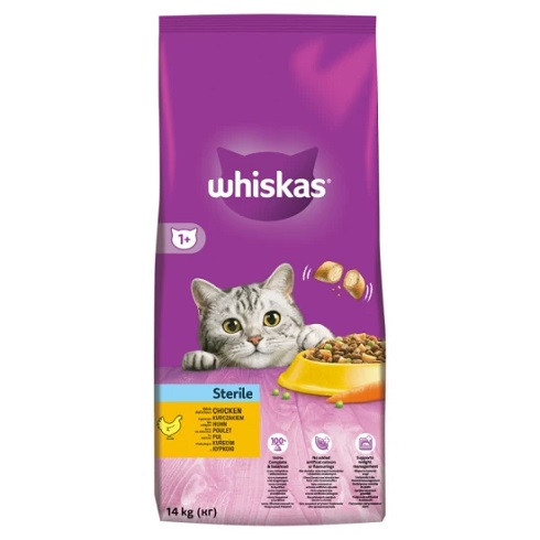 Whiskas Sterilie száraz macskaeledel csirkével 14kg