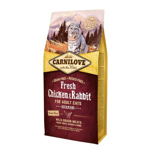 Carnilove Fresh Adult Cat Chicken & Rabbit Gourmand- Csirke és Nyúl Hússal 6kg 