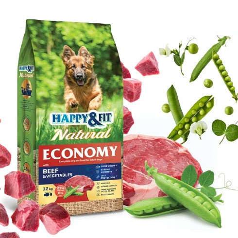 Happy Fit Natural Economy Adult with Beef and Vegetables 12kg